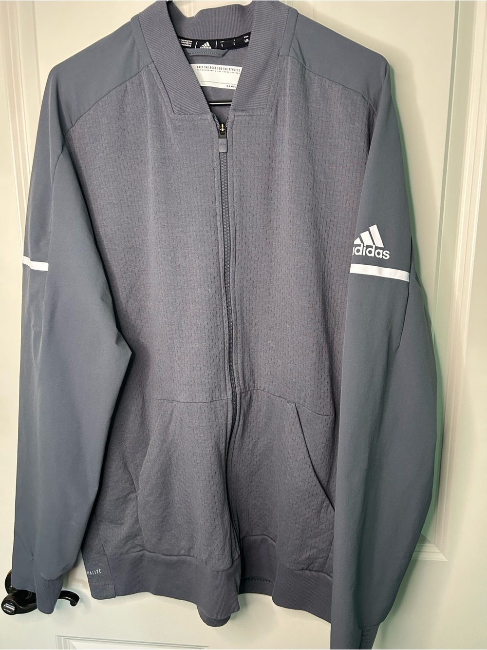 Adidas gray bomber lightweight active jacket